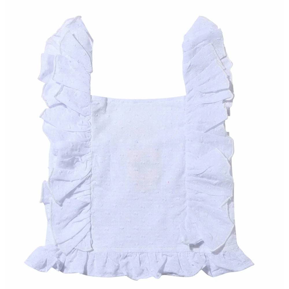 NEW VIGNETTE kid's woven dot blouse & skort set in white